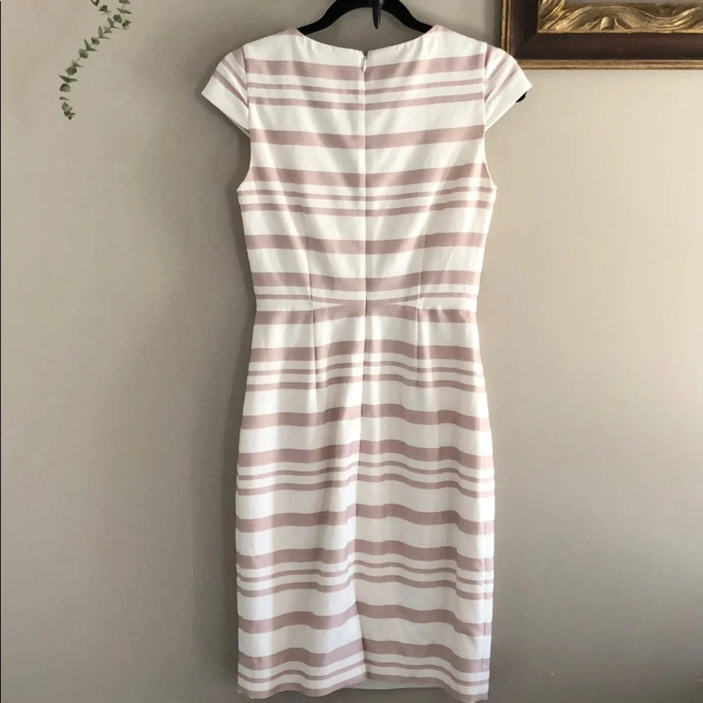 J. Crew Pink and White Striped Cap Sleeve Sheath Dress